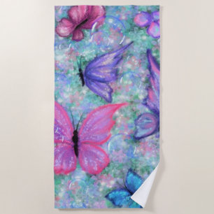 Colourful Butterflies Flying Beach Towel - Joy