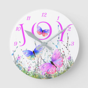 Colourful Butterflies Flying in Nature - Joy Clock