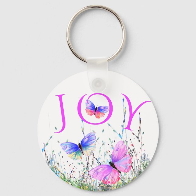 Colourful Butterflies Flying in Nature Keychain Jo (Front)