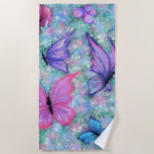 Colourful Butterflies Flying - Joy Beach Towel