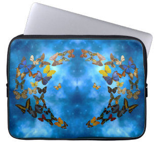 Colourful Butterflies Flying over Blue Clouds Laptop Sleeve