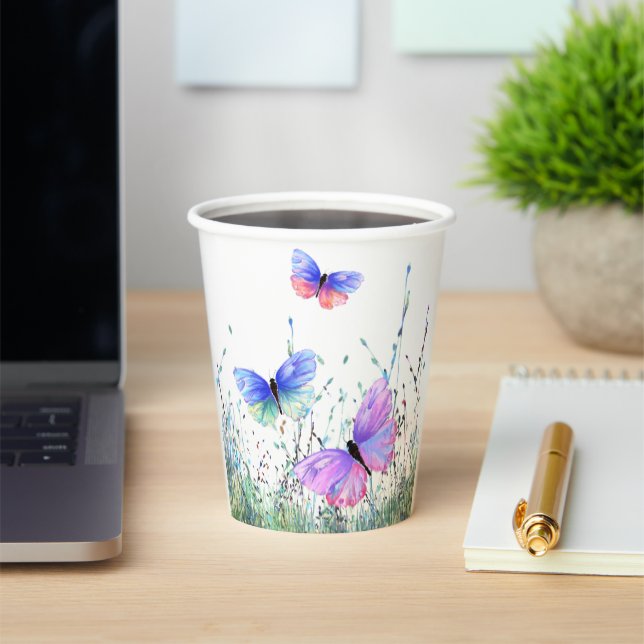 Colourful Butterflies Flying Paper Cups (Insitu)