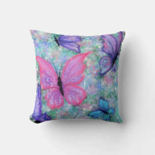 Colourful Butterflies Flying Throw Pillow Spring