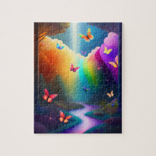 Colourful Butterflies in a Maguc Forest Jigsaw Puzzle