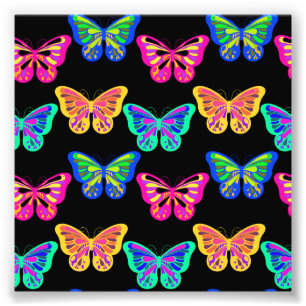 Colourful Butterflies Lepidopterous Vaporwave Photo Print