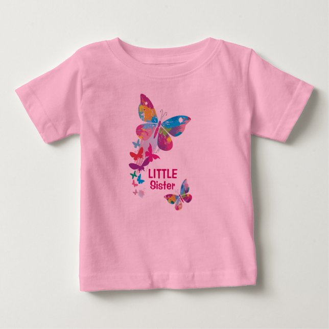 Colourful Butterflies LITTLE Sister Shirt (Front)