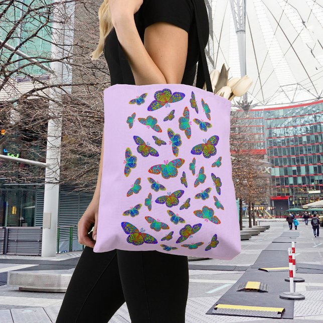 Colourful butterflies on baby Pink  Tote Bag (Creator Uploaded)