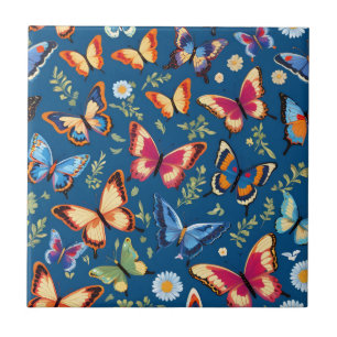 Colourful butterflies pattern ceramic tile