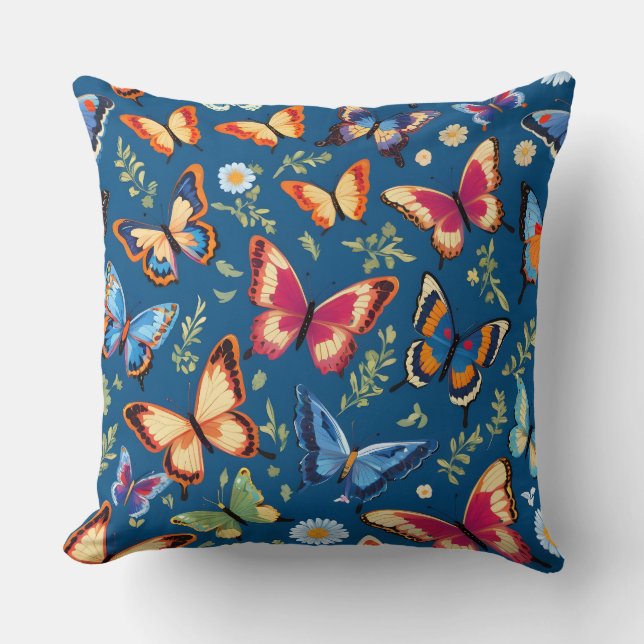 Colourful butterflies pattern cushion (Front)