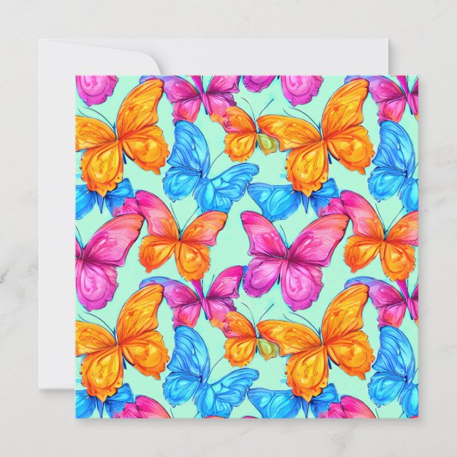 Colourful Butterflies Pattern  Holiday Card (Front)