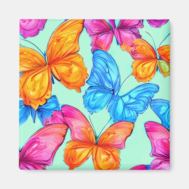 Colourful Butterflies Pattern Magnet (Front)