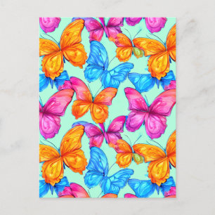 Colourful Butterflies Pattern  Postcard