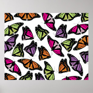Colourful Butterflies Pattern Poster