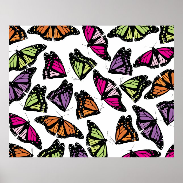 Colourful Butterflies Pattern Poster (Front)