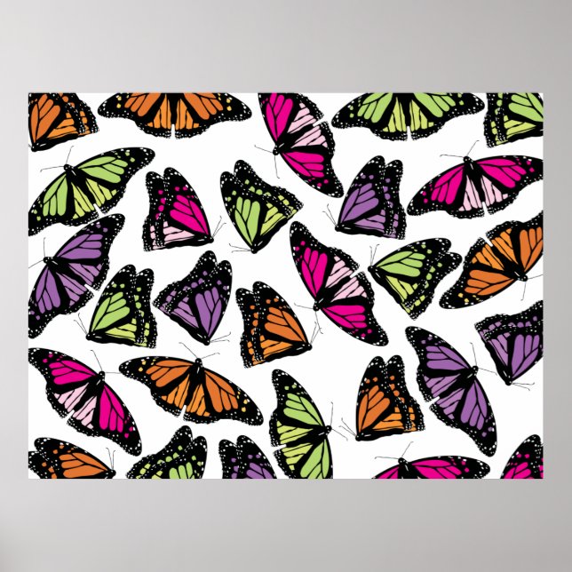 Colourful Butterflies Pattern Poster (Front)