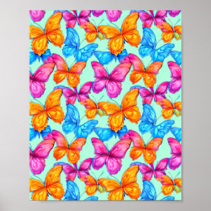 Colourful Butterflies Pattern  Poster