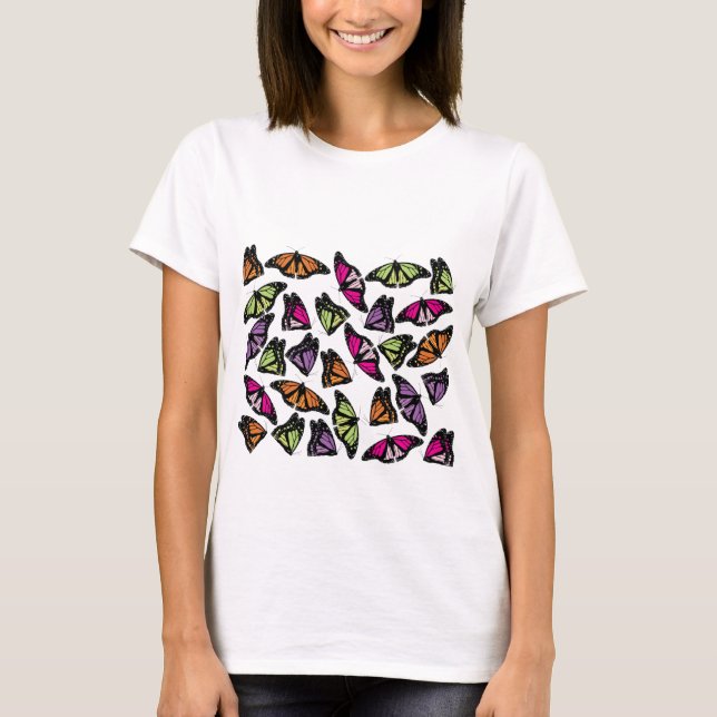 Colourful Butterflies Pattern T-Shirt (Front)