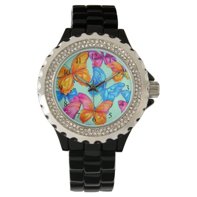 Colourful Butterflies Pattern   Watch (Front)
