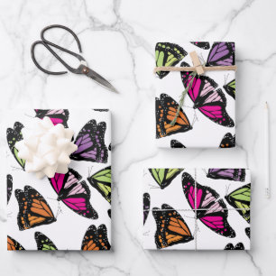 Colourful Butterflies Pattern Wrapping Paper Sheet
