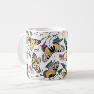 Colourful Butterflies Pink Flowers & Green Leaves Coffee Mug