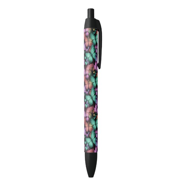 Colourful Butterflies Print Black Ink Pen (Bottom (Vertical))