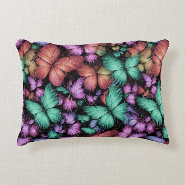 Colourful Butterflies Print Decorative Cushion (Front)