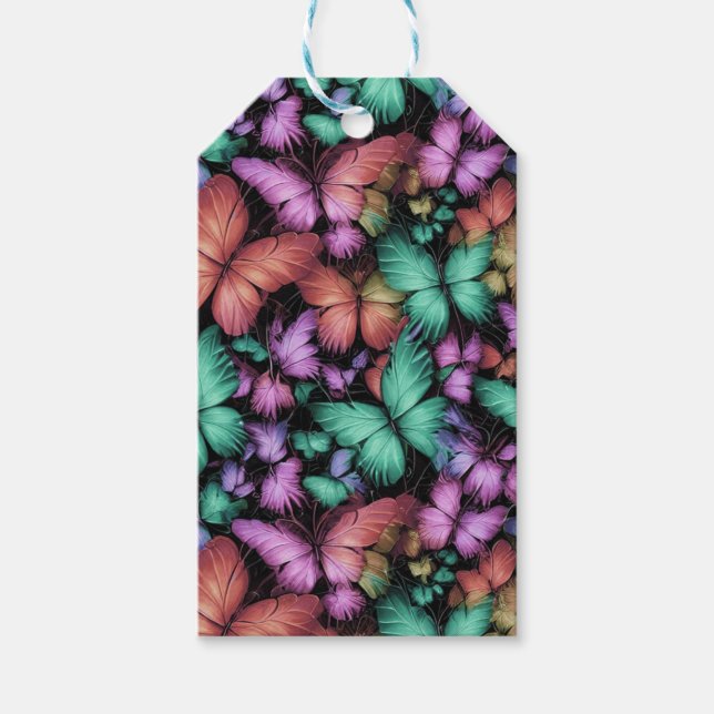 Colourful Butterflies Print Gift Tags (Front)