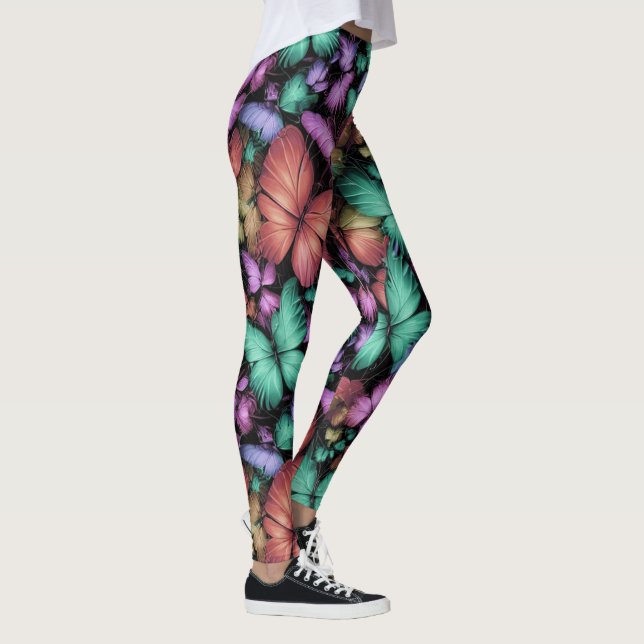Colourful Butterflies Print Leggings (Right)