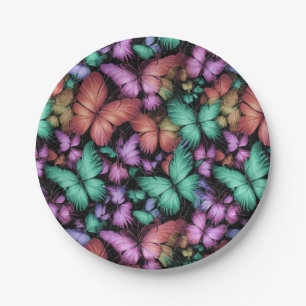 Colourful Butterflies Print Paper Plate