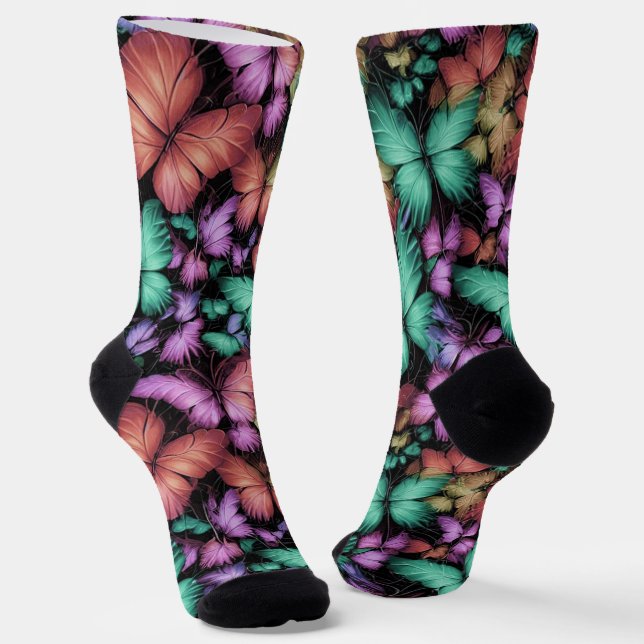 Colourful Butterflies Print Socks (Angled)