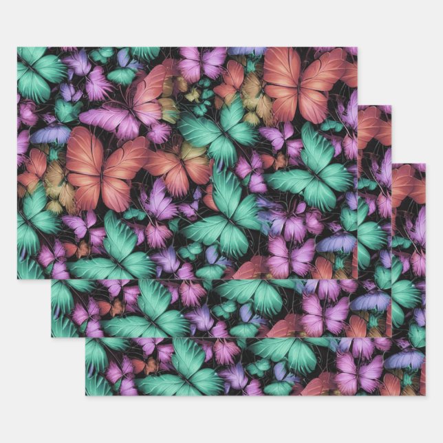 Colourful Butterflies Print Wrapping Paper Sheet (Set)