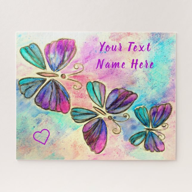 Colourful Butterflies Puzzle Gift - Your Text Name (Horizontal)