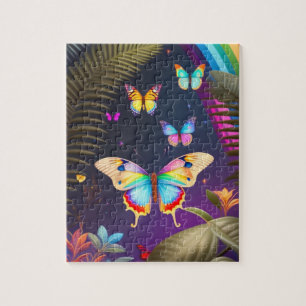 Colourful Butterflies Rainbow in a Maguc Forest Jigsaw Puzzle