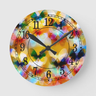 colourful butterflies round clock