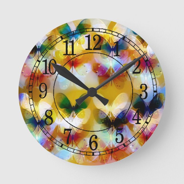 colourful butterflies round clock (Front)