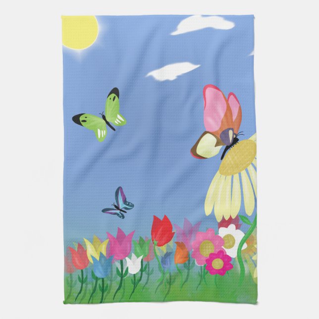 Colourful Butterflies Tea Towel (Vertical)