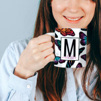 Colourful Butterflies Watercolor Pattern Monogram