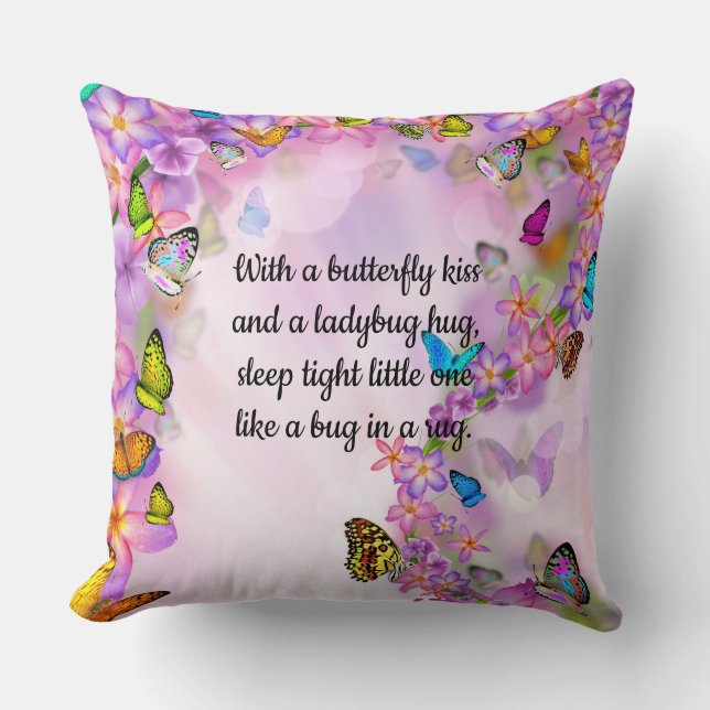 Colourful Butterflies with Good Night Baby Saying Cushion (Front)