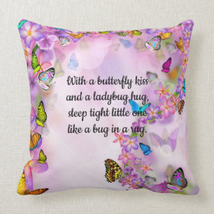 Colourful Butterflies with Good Night Baby Saying Cushion