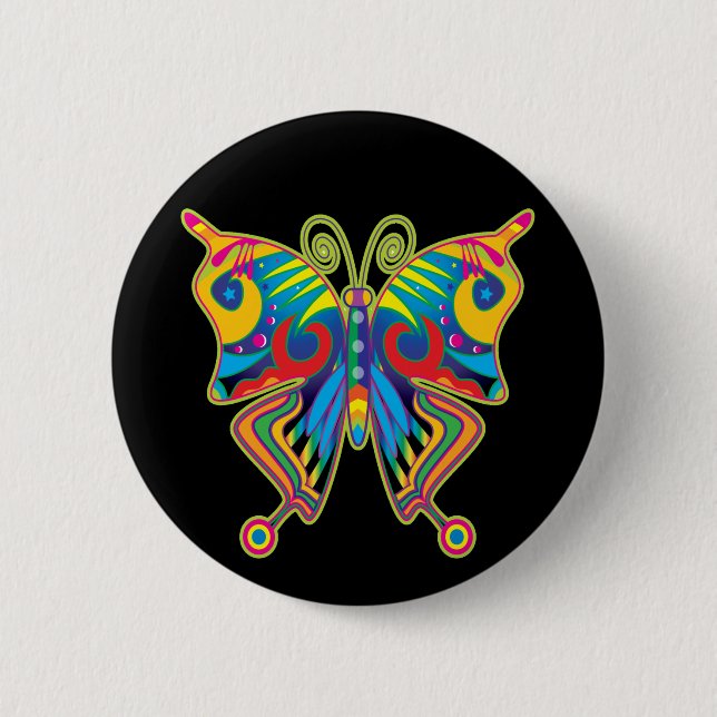 Colourful butterfly 6 cm round badge (Front)
