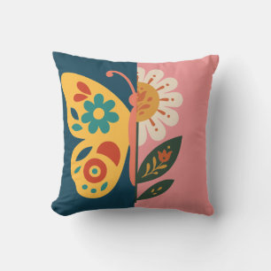 Colourful butterfly and flower Design Cushion