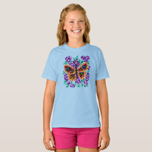 Colourful Butterfly and Purple Lilacs T-Shirt