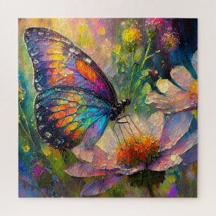 Colourful Butterfly and Wildflowers at Sunrise Jigsaw Puzzle