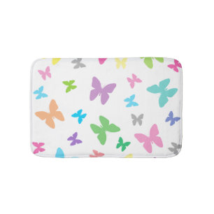 Colourful butterfly art bath mat