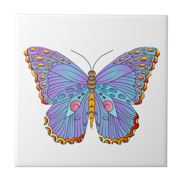 Colourful Butterfly Art Ceramic Tile (Front)