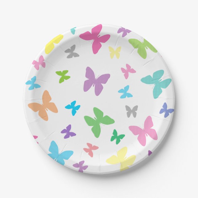 Colourful butterfly art paper plate (Front)