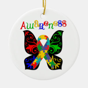 Colourful Butterfly Autism Awareness Ceramic Ornament