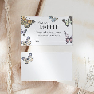 Colourful Butterfly Baby Shower Diaper Raffle Enclosure Card