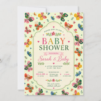 Colourful Butterfly Baby Shower Invitation
