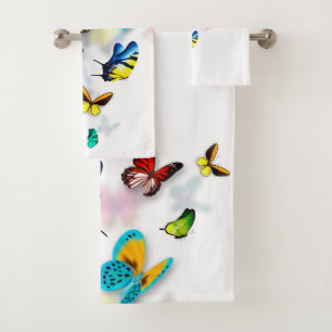 Colourful  butterfly    bath towel set